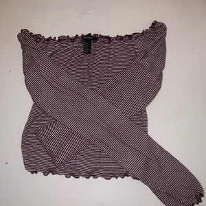 striped off shoulder crop top